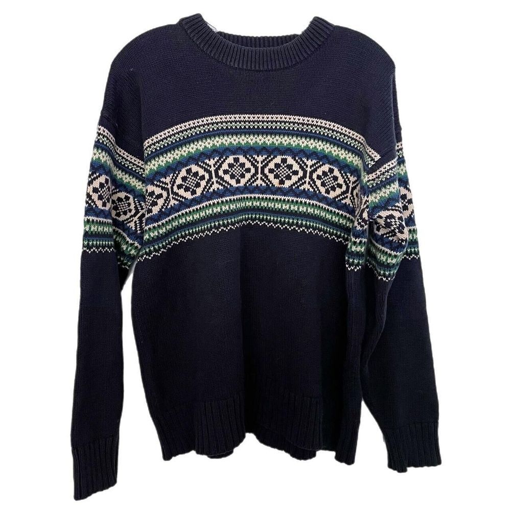 Vintage 90's Aeropostale Intarsia Knit Crewneck Sweater Men's Small
